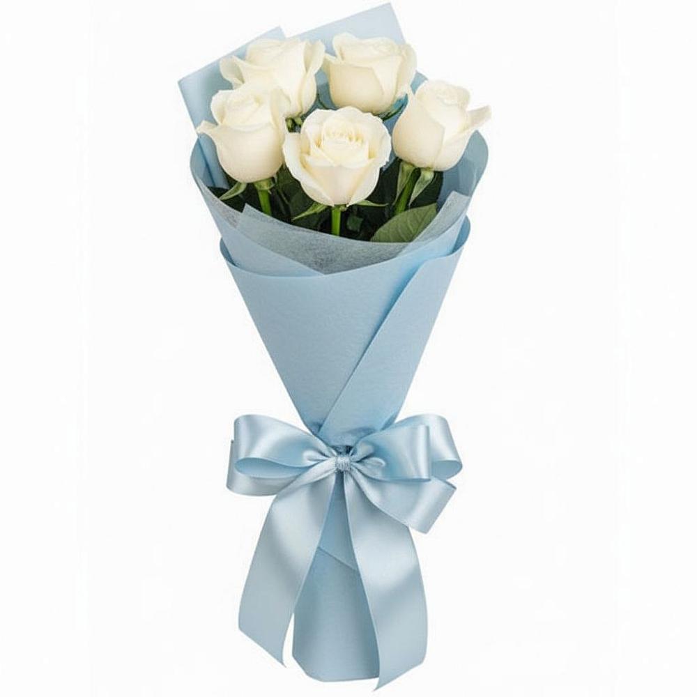 Букет 5 Белых роз Проуд в Среднеуральске