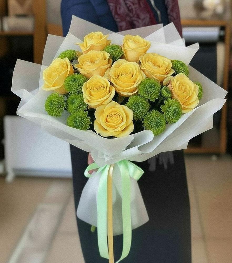 Букет цветов из: Хризантемы и Розы в Среднеуральске