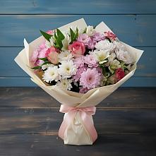 Букет цветов из:  Хризантемы, Альстромерии и Розы в Среднеуральске