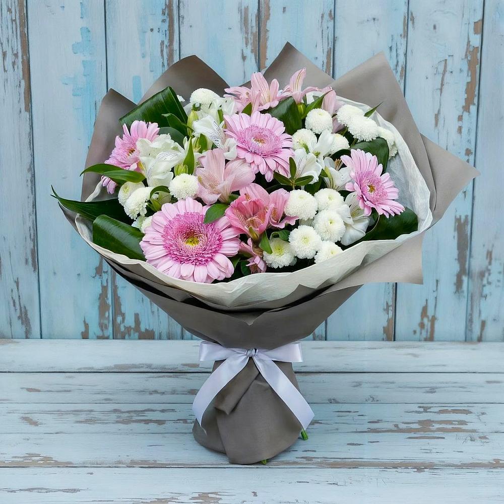 Букет цветов из: Герберы, Альстромерии и Хризантемы в Среднеуральске